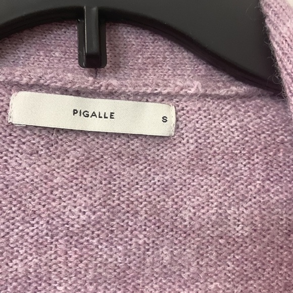 Lavender Pigalle cropped sweater (London wool Alpaca blend) rhinestone buttons - Picture 3 of 7